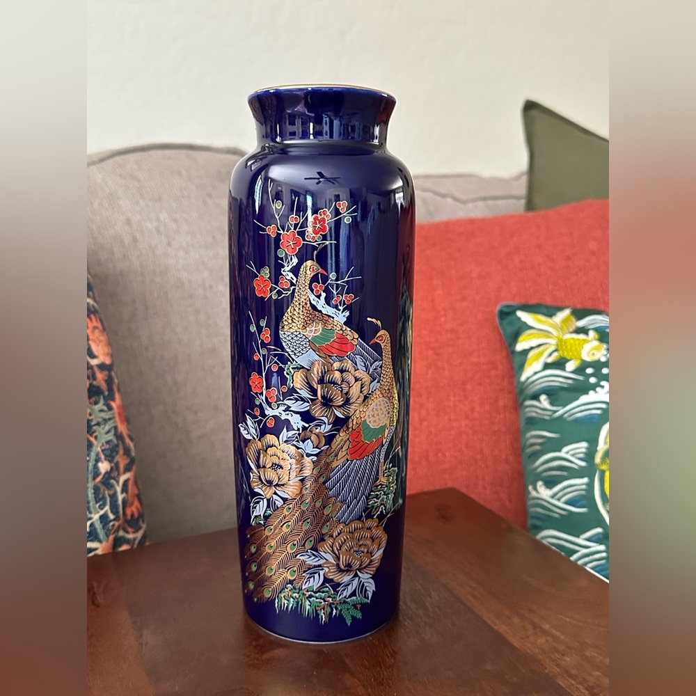 Vintage Interpur Porcelain Hand Painted Vase from Japan Eclectic Boho Decor